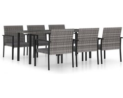 vidaXL - 7-delige - Tuinset - poly - rattan - grijs