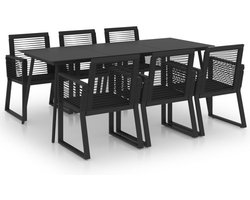 vidaXL - 7-delige - Tuinset - PVC-rattan - zwart
