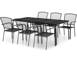 vidaXL - 7-delige - Tuinset - staal - antracietkleurig