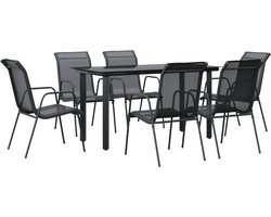 vidaXL - 7-delige - Tuinset - textileen - en - staal - zwart