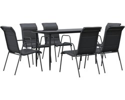 vidaXL - 7-delige - Tuinset - textileen - en - staal - zwart