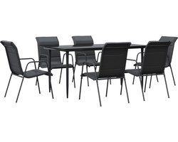 vidaXL - 7-delige - Tuinset - textileen - en - staal - zwart