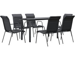 vidaXL - 7-delige - Tuinset - textileen - en - staal - zwart
