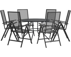 vidaXL - 7-delige - Tuinset - verstelbaar - gepoedercoat - staal - antraciet