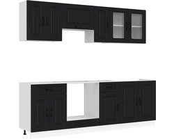 vidaXL - 8-delige - Keukenkastenset - Kalmar - bewerkt - hout - zwart