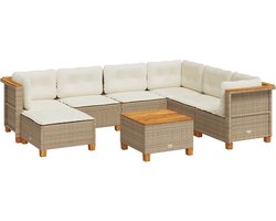 vidaXL 8-delige Loungeset met kussens beige
