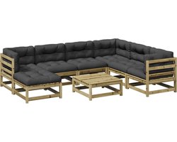 vidaXL - 8-delige - Loungeset - met - kussens - geïmpregneerd - grenenhout