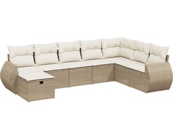 vidaXL - 8-delige - Loungeset - met - kussens - poly - rattan - beige