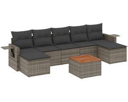 vidaXL - 8-delige - Loungeset - met - kussens - poly - rattan - grijs