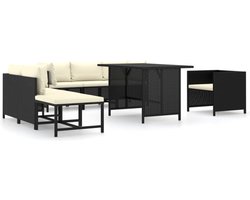 vidaXL - 8-delige - Loungeset - met - kussens - poly - rattan - zwart