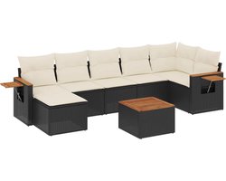 vidaXL - 8-delige - Loungeset - met - kussens - poly - rattan - zwart