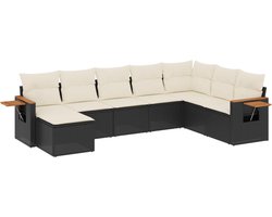 vidaXL - 8-delige - Loungeset - met - kussens - poly - rattan - zwart