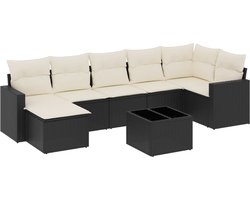 vidaXL - 8-delige - Loungeset - met - kussens - poly - rattan - zwart