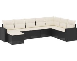 vidaXL - 8-delige - Loungeset - met - kussens - poly - rattan - zwart