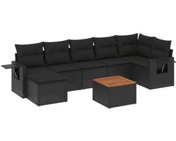 vidaXL 8-delige Loungeset met kussens poly rattan zwart - Loungeset - Loungesets - Tuinset - Tuinbank