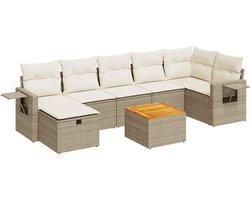 vidaXL 8-delige Loungeset met opbergruimte - Beige Loungeset - Lounge Set - Tuinlounge - Buitensetuint - Outdoor Furniture