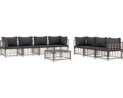 vidaXL 8-delige Loungeset poly rattan antraciet Loungebank - Tuinset - Lounge Set - Buitenshuis Wonen - Polyrattan - Antraciet Kleur - Balkon Meubels - Tuinstoel - Loungestoel