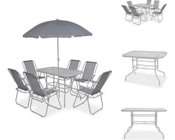 vidaXL - 8-delige - Tuinset - staal - en - textileen - grijs