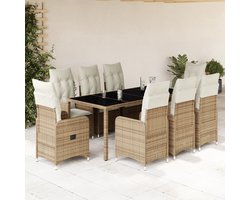 vidaXL 9-delige Bistroset poly rattan beige Tuinstoel - Lounge Set - Buitendecoratie - Outdoor Furniture - Relaxfauteuil - Gardenfurniture - Teak Meubel - Aluminium Meubel - Wicker Fauteuil