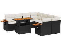 vidaXL 9-delige Loungeset Poly Rattan Zwart Loungeset - Tuinset - Lounge Set - PE-rattan - Outdoor Furniture