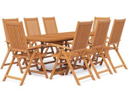 vidaXL - 9-delige - Tuinset - massief - acaciahout - 160-240 - cm