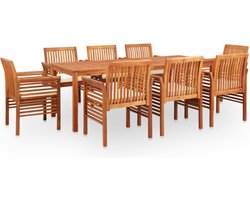 vidaXL - 9-delige - Tuinset - met - kussens - massief - acaciahout