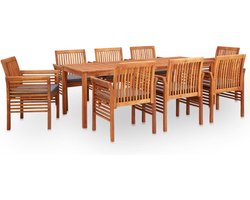 vidaXL - 9-delige - Tuinset - met - kussens - massief - acaciahout