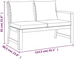 vidaXL - 9-delige - Tuinset - met - kussens - massief - acaciahout
