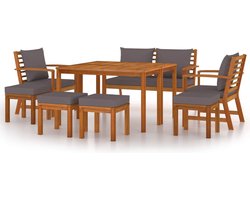vidaXL - 9-delige - Tuinset - met - kussens - massief - acaciahout