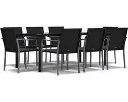 vidaXL - 9-delige - Tuinset - met - kussens - poly - rattan - en - staal