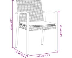 vidaXL - 9-delige - Tuinset - met - kussens - poly - rattan - en - staal