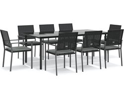 vidaXL - 9-delige - Tuinset - met - kussens - poly - rattan - en - staal