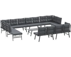 vidaXL 9-delige tuinset met kussens zwart Tuinbank - Lounge Set - Buitendecoratie - Tuintafel - Garden Furniture