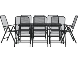 vidaXL - 9-delige - Tuinset - metaalgaas - antracietkleurig