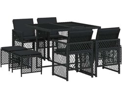 vidaXL - 9-delige - Tuinset - poly - rattan - zwart