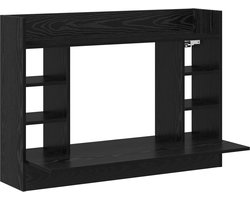 vidaXL - Aan - de - muur - bevestigd - bureau - Zwart - eiken - 105 - x - 48 - x - 75 - cm
