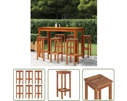 vidaXL Acacia Hout - Barkrukken - Barkrukken 6 st massief acaciahout - Eetkamerstoelen - Keukenbar Stoel - Bruine Barkrukken