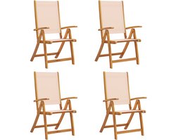 vidaXL Acacia Hout - Tuinstoelen - Tuinstoelen inklapbaar 4 st massief acaciahout en textileen - Outdoor Meubilair - Lounge Stoel - Klapstoel