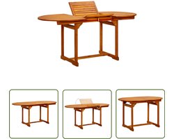 vidaXL Acacia Hout - Tuintafel - Tuintafel (120-170)x80x75 cm massief acaciahout - Eetkamertafel - Outdoor Tafel - Tuinmeubel