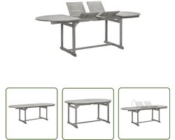 vidaXL Acacia Hout - Tuintafel - Tuintafel (160-240)x100x75 cm massief acaciahout - Grijze Wasafwerking - Buitentafel - Eetkamertafel