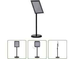 vidaXL Affichehouder - Posterstandaard - Posterstandaard A4 aluminiumlegering zwart - Advertentiestandaard - Displaysystemen - Bureauaccessoires