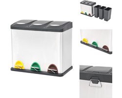 vidaXL Afvalbak - Afvalbakken - Pedaalemmer - Pedaalemmers - Pedaalemmer voor recycling 24 L roestvrij staal