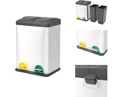 vidaXL Afvalbak - Afvalbakken - Pedaalemmer - Pedaalemmers - Pedaalemmer voor recycling 36 L roestvrij staal