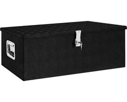 vidaXL Aluminium Doos - Opbergbox - Opbergbox 90x47x33,5 cm aluminium zwart - Opbergschuif - Buitenopslag - Garage Organisatie