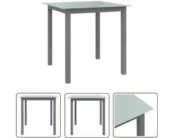 vidaXL Aluminium Tafel - Tuin Tafel - Tuintafel 80x80x74 cm aluminium en glas lichtgrijs - Glas Tafel - Tuintafels - Bistrotafel