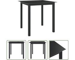 vidaXL Aluminium Tafel - Tuin Tafel - Tuintafel 80x80x74 cm aluminium en glas zwart - Glazen Tafel - Bistrotafel - Eetkamerset