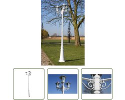 vidaXL Aluminium Tuinlantaarn - Tuinlantaarn - Tuinlantaarn Kingston 3-arms 215 cm wit - Buitenverlichting - Tuinverlichting - Led Tuinlantaarn