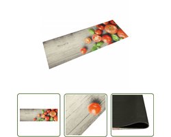 vidaXL Anti-slip Matten - Keukenmat - Keukenmat wasbaar tomatenprint 60x180 cm fluweel - Vloerkleden - Keukenvloer - Tomaten Print