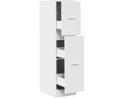 vidaXL - Apothekerskast - 30x41x118 - cm - bewerkt - hout - wit