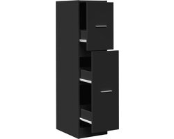 vidaXL - Apothekerskast - 30x41x118 - cm - bewerkt - hout - zwart